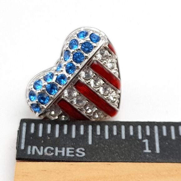 Signed Swan Swarovski Crystal American Flag Heart Patriotic USA July 4th - Picture 5 of 8